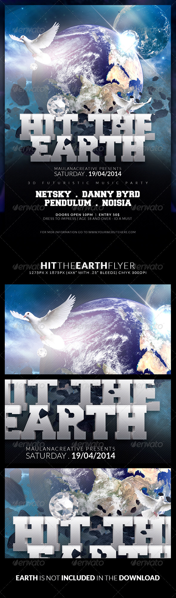 Hit the Earth Flyer - Clubs & Parties Events