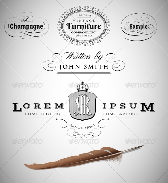 vector set: calligraphic design elements - Flourishes / Swirls Decorative