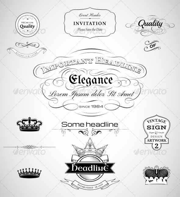 calligraphic design elements - Flourishes / Swirls Decorative