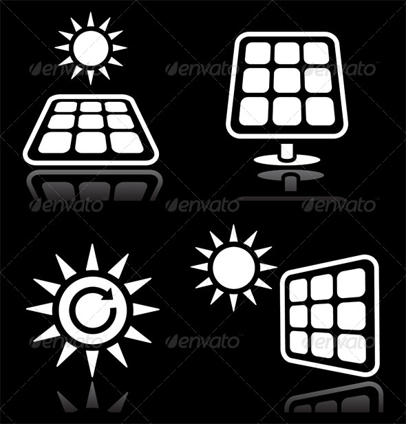 Solar Energy Icons Set - Nature Conceptual