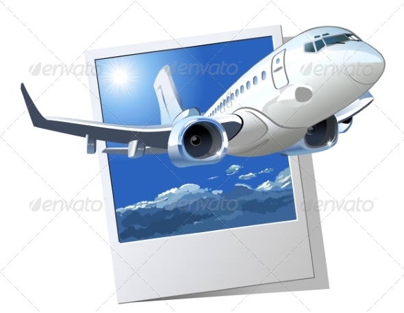 Vector Cartoon Airliner - Man-made Objects Objects
