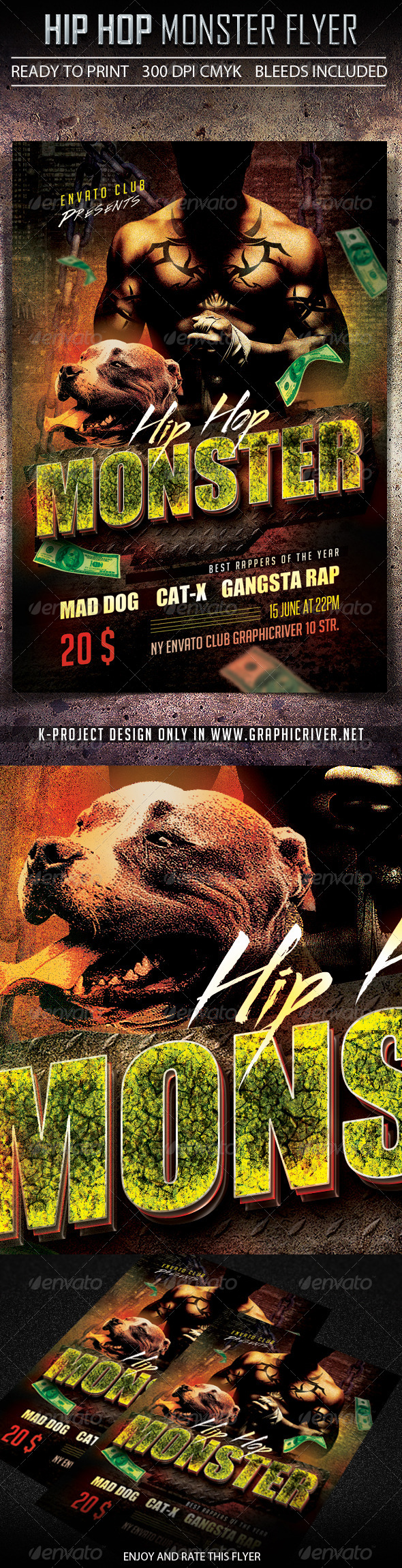 Hip Hop Monster Flyer - Clubs & Parties Events