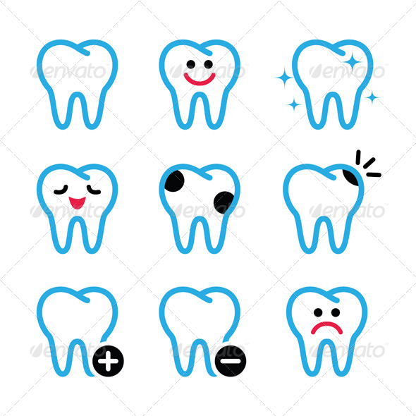 Teeth Icons Set in Color - Health/Medicine Conceptual