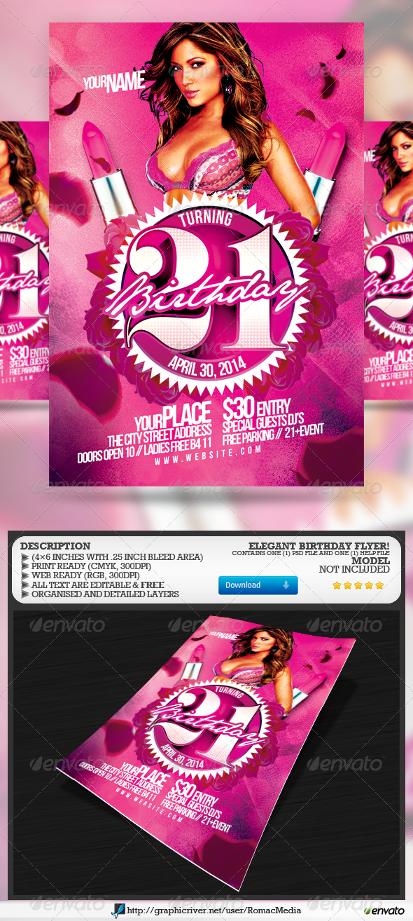 Elegant Birthday Flyer - Clubs & Parties Events
