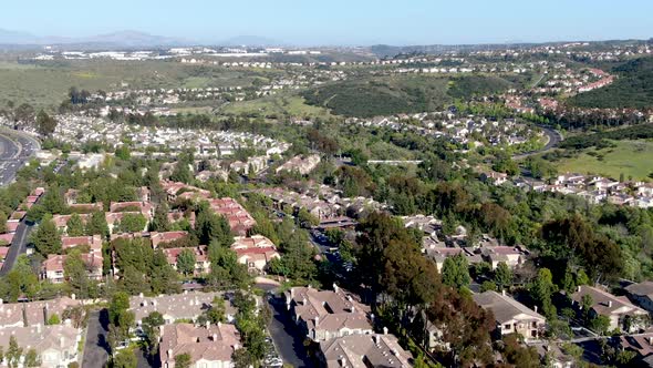 Aerial View of Upper Middle Class Neighborhood with Big Villas Around in San Diego alt