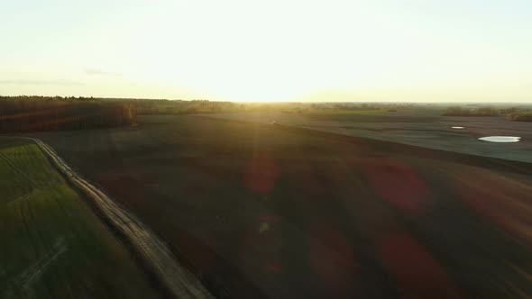 Agriculture Field Sunset Aerial