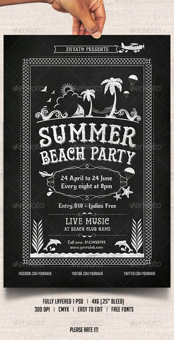 Chalkboard Summer Beach Party - Clubs & Parties Events