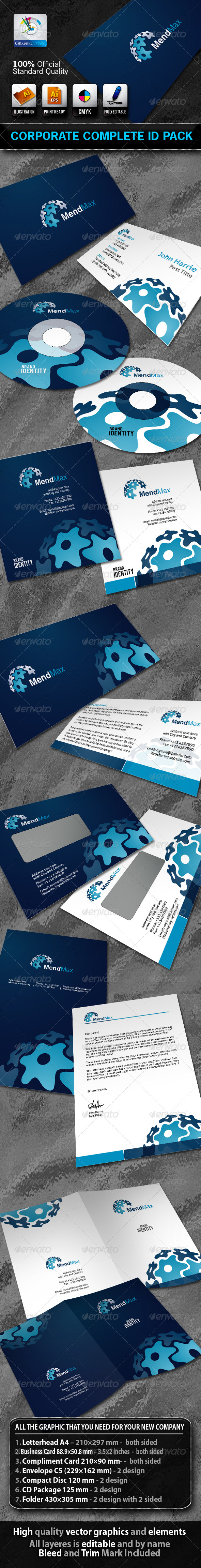 MendMax Business Corporate ID Pack With Logo - Stationery Print Templates