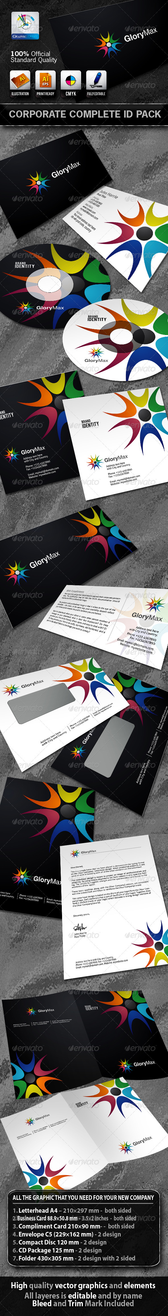 GloryMax Business Corporate ID Pack With Logo - Stationery Print Templates