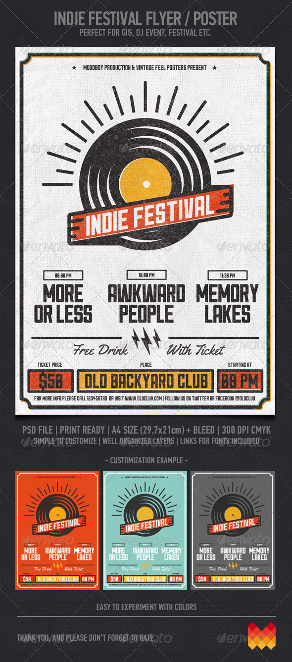 Indie Festival - Flyers Print Templates