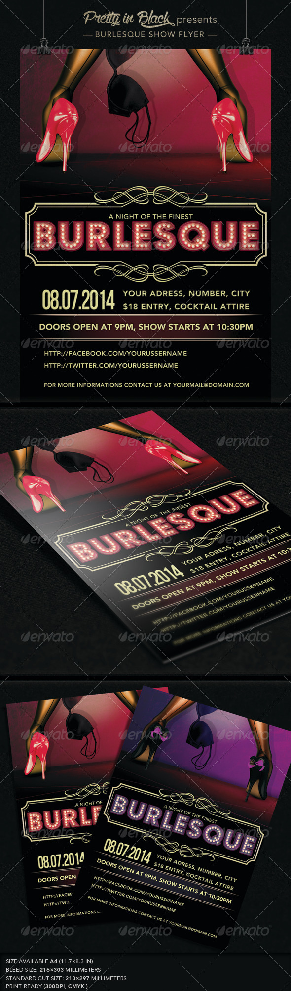 Burlesque Show Flyer/Poster Vol. 2 - Flyers Print Templates