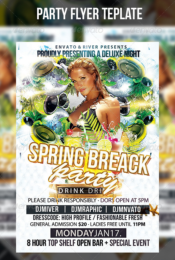 Spring Break Party Flyer Template - Events Flyers