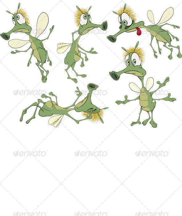 Green Cartoon Insects - Monsters Characters