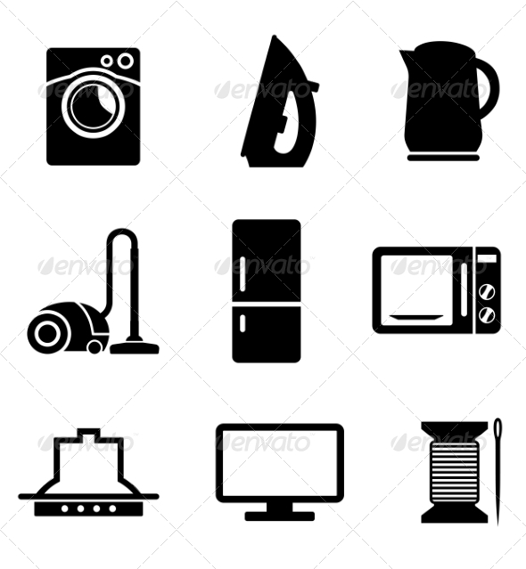 Set of Home Appliances Icons - Man-made Objects Objects