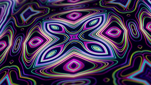 Grows Rainbow Colors Lines Pattern Like Symmetrical Radial Ornament on Plane alt