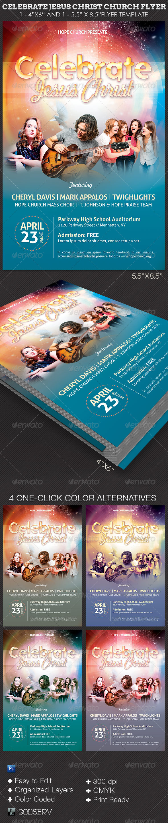 Celebrate Jesus Christ Concert Flyer Template - Church Flyers