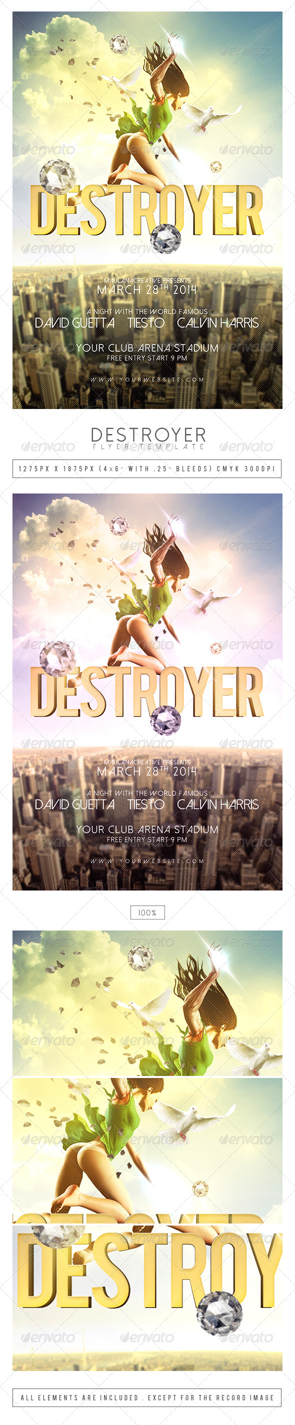 Detroyer Flyer Template - Clubs & Parties Events