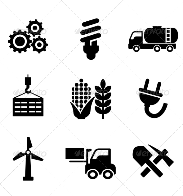 Set of Energy and Industry Icons - Industries Business