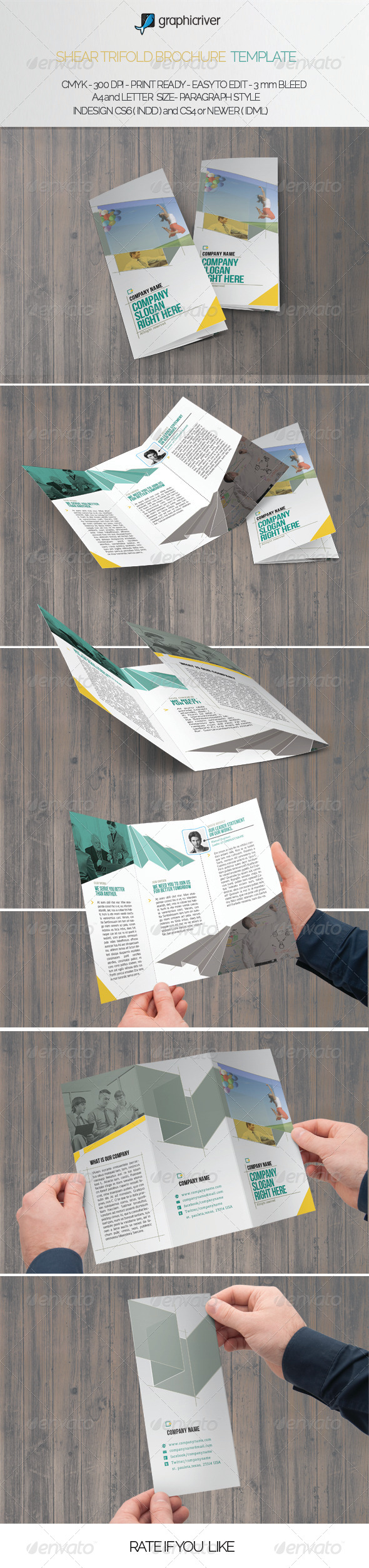 Shear Trifold Brochure Template - Brochures Print Templates