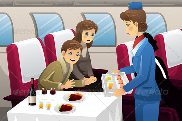 Flight Attendant in an Airplane - Travel Conceptual