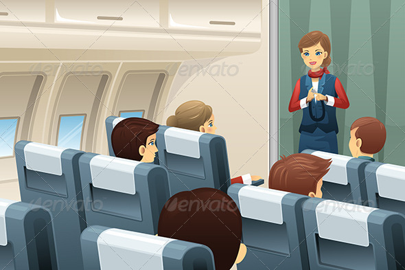 Flight Attendant Demonstrating - People Characters