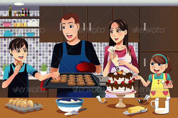 Family in the Kitchen - People Characters