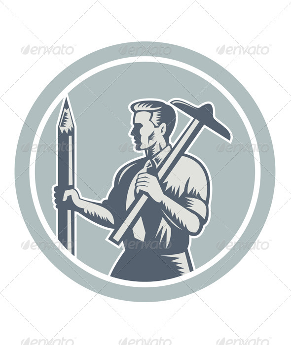 Architect Draftsman Circle Retro - People Characters