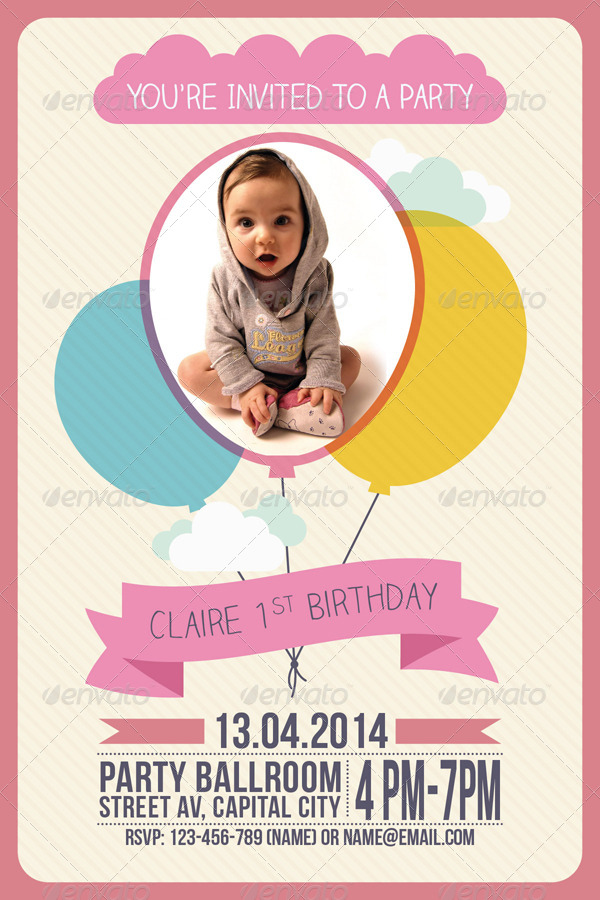 Balloon Birthday Invitation, Print Templates | GraphicRiver