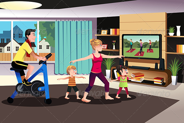 Healthy Family Exercising Together - Sports/Activity Conceptual