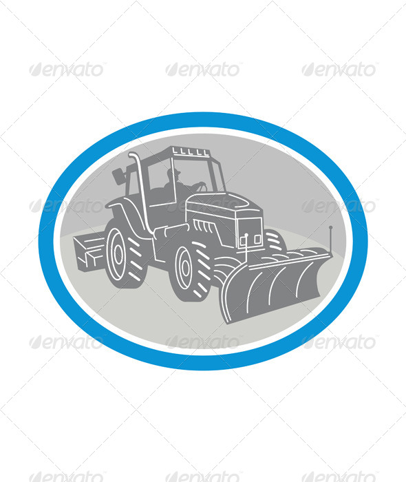 Snow Plow Truck Oval Retro - Travel Conceptual