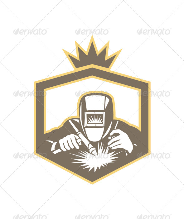 Welder Fabricator Welding Torch Shield Retro - People Characters