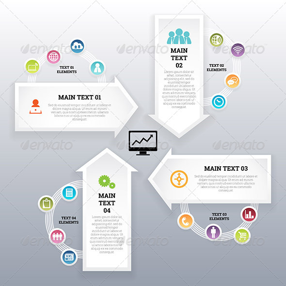 Four Continuous Arrow Infographic Elements - Infographics
