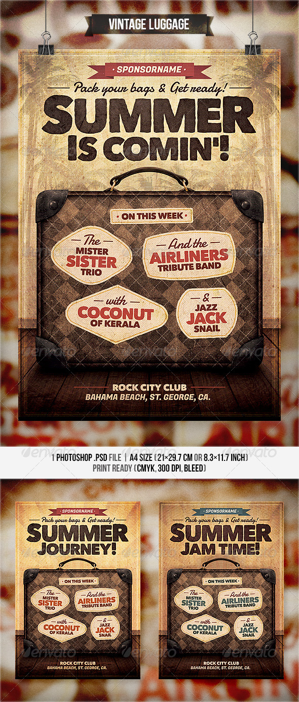 Vintage Luggage - Flyer & Poster - Concerts Events