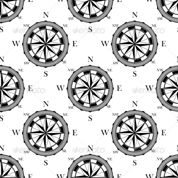 Seamless Pattern of Vintage Compasses - Patterns Decorative