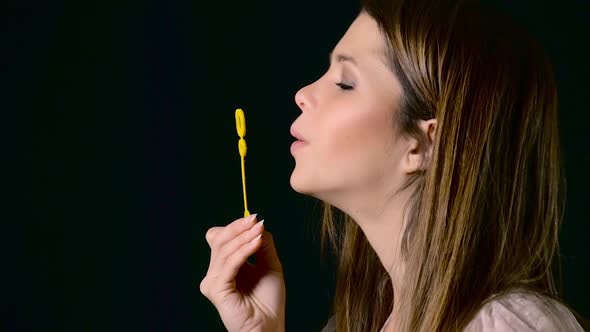 Pretty Woman Blowing Bubbles Slow Motion alt