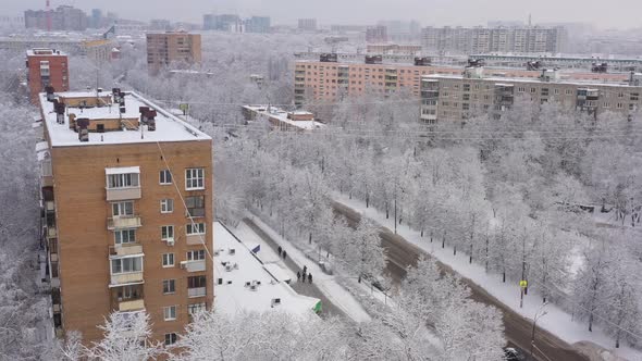 A Winter Cityscape After a Snowfall