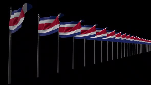 Row Of Costa Rica Flags With Alpha 2K alt
