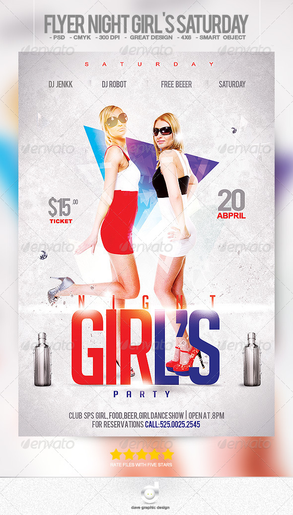Flyer Night Girl's Saturday - Clubs & Parties Events