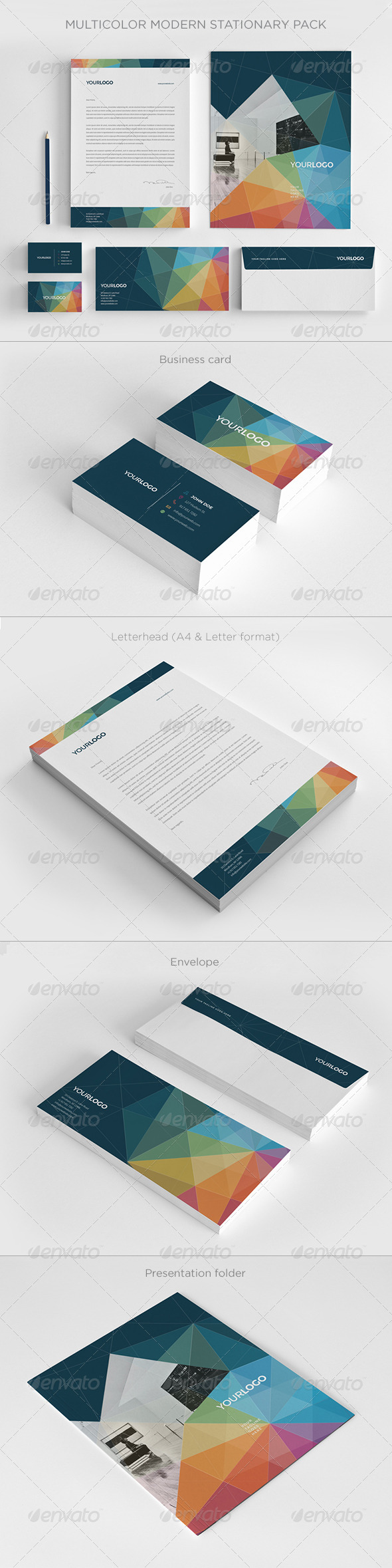 Multicolor Modern Stationery Pack - Stationery Print Templates