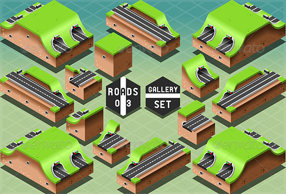 Isometric Galleries Tunnels and Sections - Buildings Objects
