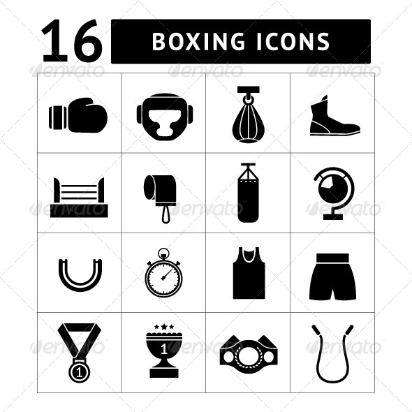 Set Icons of Boxing - Man-made objects Objects