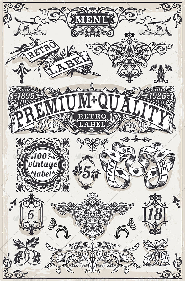Vintage Hand Drawn Graphic Banners and Labels - Decorative Vectors