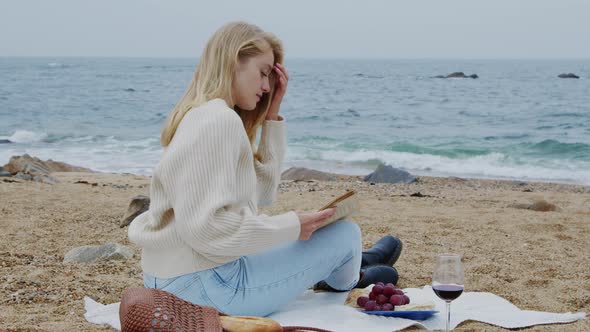 Woman Is Getting Inspiration On Beach