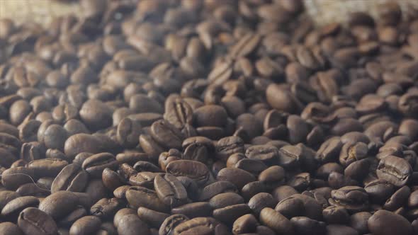 CloseUp Shot of Roasted Coffee Beans