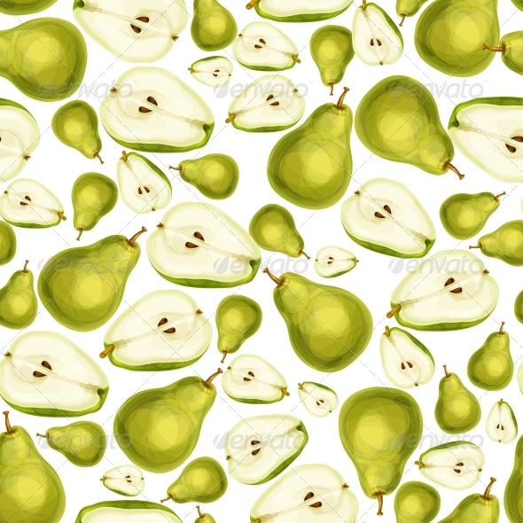 Seamless Pear Fruit Sliced Pattern