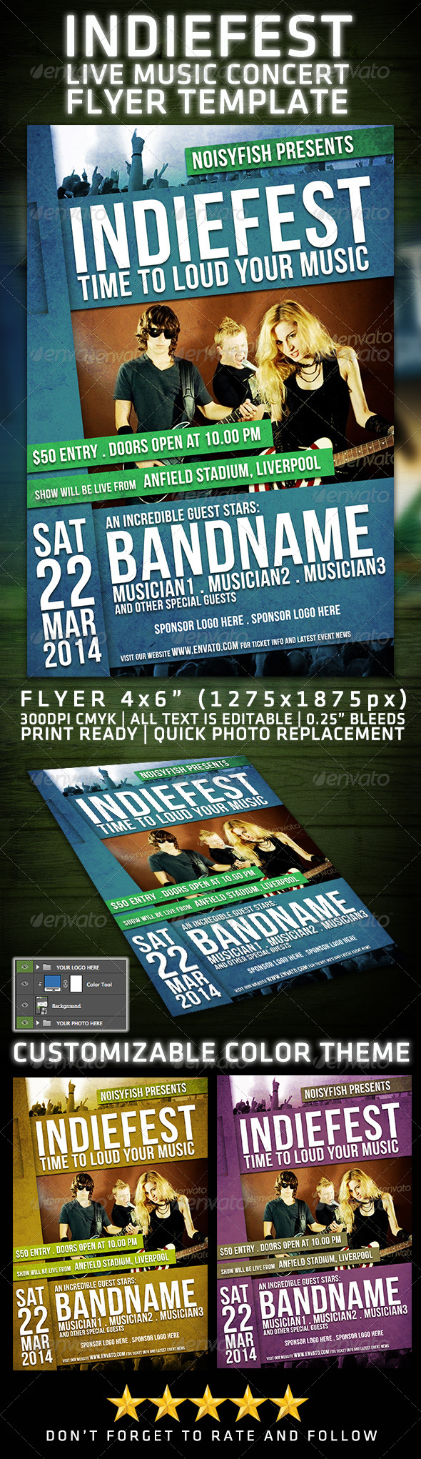 Indiefest Live Music Flyer - Concerts Events