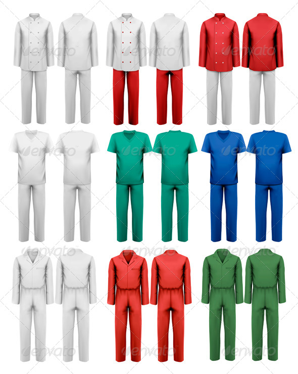 Set of Overalls with Worker Design Template - Industries Business