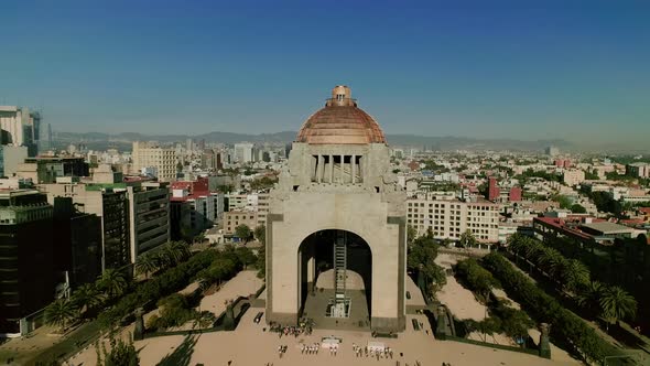 AEREAL SHOT OF Monument to the Revolution, Tabacalera, Mexico capital city downtown alt