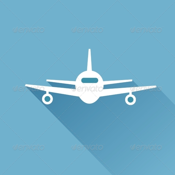 Flat Long Shadow Airplane - Travel Conceptual