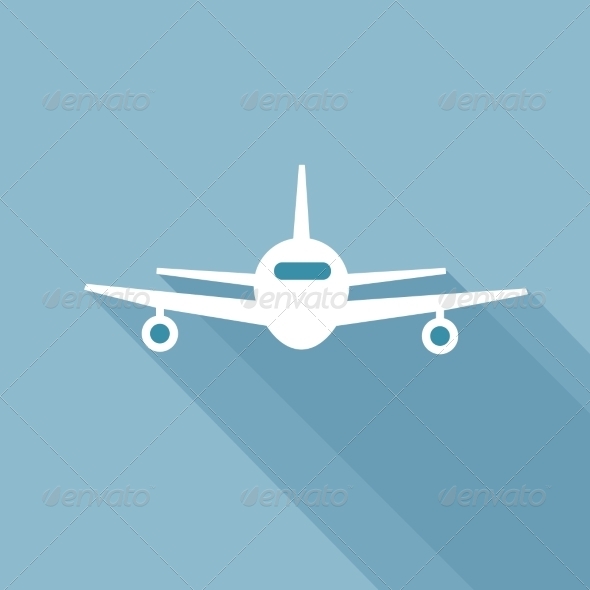 Flat Long Shadow Airplane - Travel Conceptual
